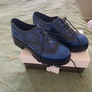 Blue leather shoes,